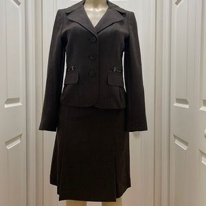 Ann Taylor Wool/Silk Blend Tweed Skirt Set Blazer size 4 skirt size 6